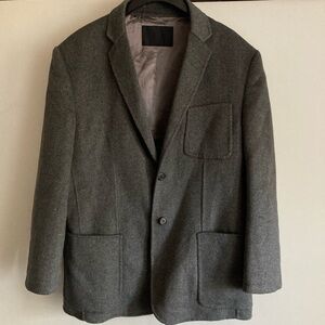 Nicole Farhi Gray Rabbit & Wool Soft Single Breasted Blazer Jacket, Sz 42/XL